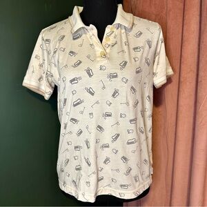 Liz Claiborne Cream Polo Shirt Short Sleeve Relaxed Fit
